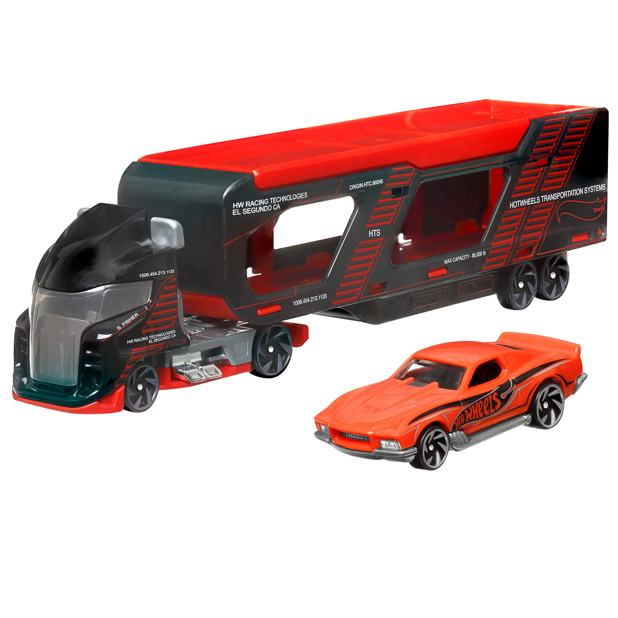 Hot Wheels Super store Rigs Haulin' Horsepower [Black/Red] Detachable Trailer+1:64 ATV