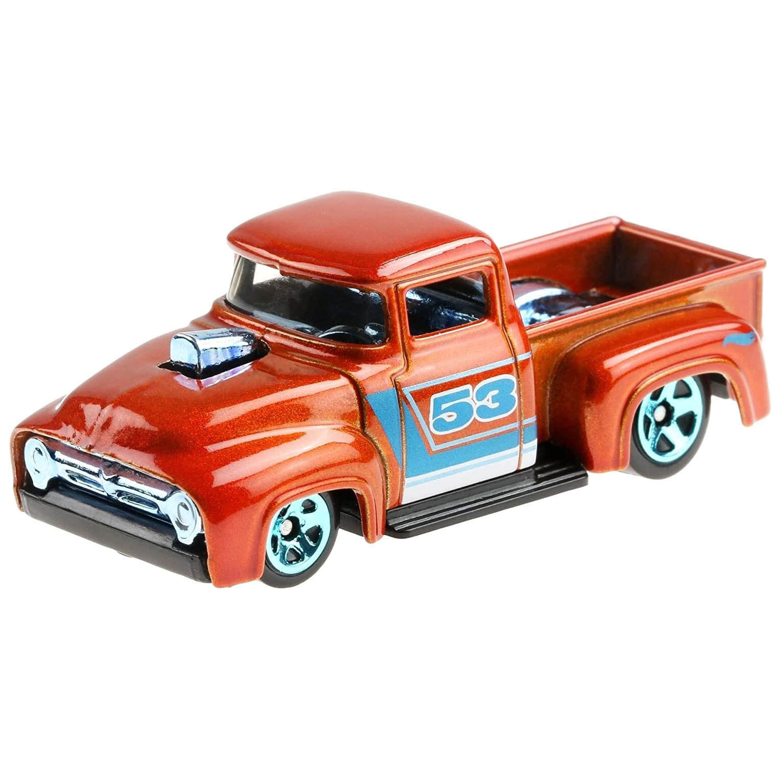 Hot Wheels Orange Blue 53rd Anniversary Custom 56 Ford Truck 1 64 Scale Vehicle