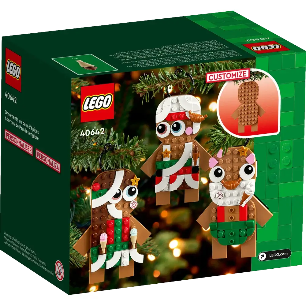 Back of the LEGO Ginerbread Ornaments 190 Piece Building Set (40642) box