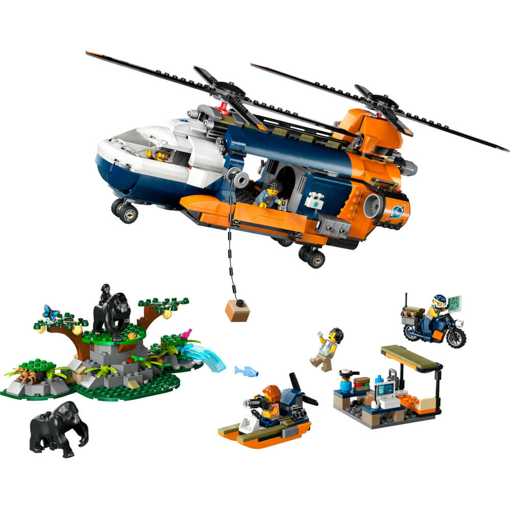 LEGO® City Jungle Explorer Helicopter at Base Camp 881 Piece Building Set (60437)