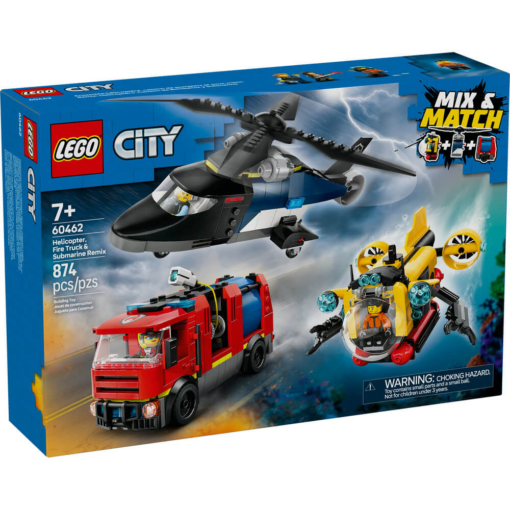 LEGO® City Helicopter, Fire Truck & Submarine Remix Building Kit 60462