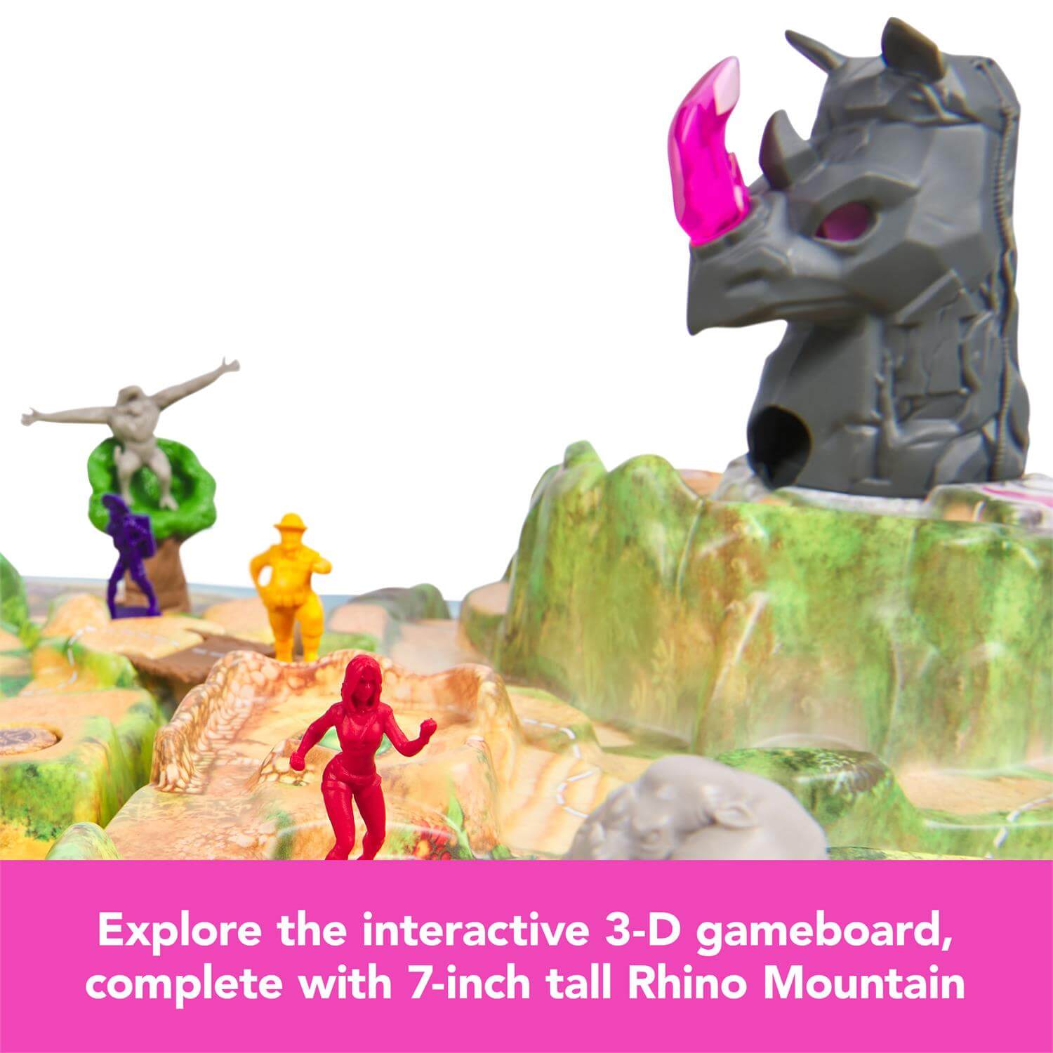 Explore the interactive 3D gameboard, complete with 7-inch tall Rhino Mountain