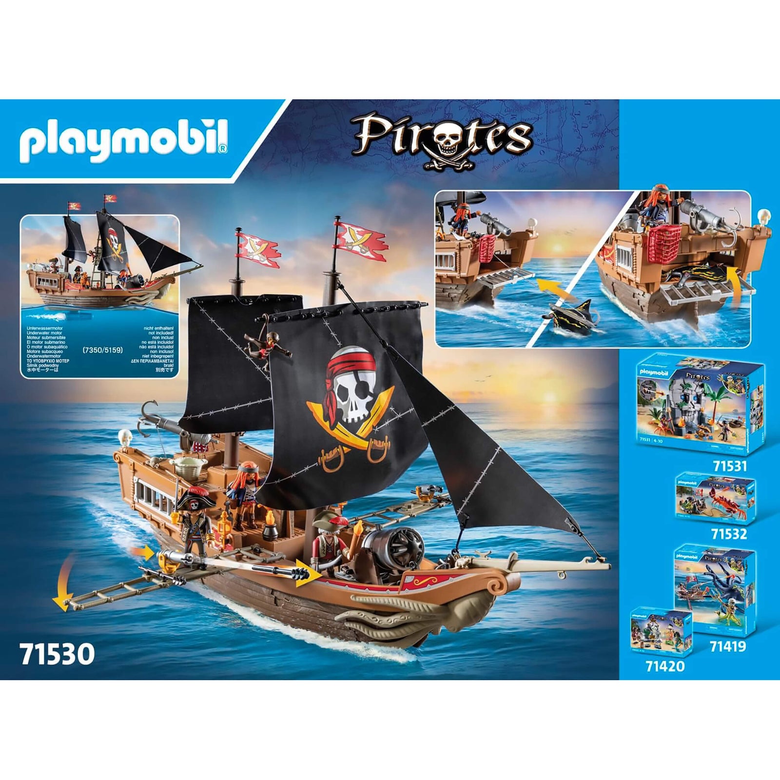 Playmobil Pirates Large Pirate Ship Playset 71530 Back of the box