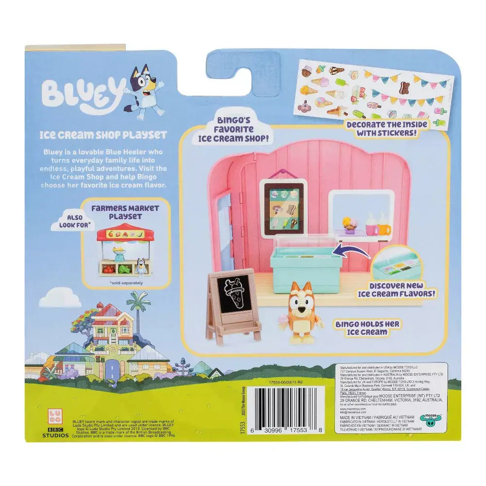 Back of the Bluey Ice Cream Shop Mini Playset package