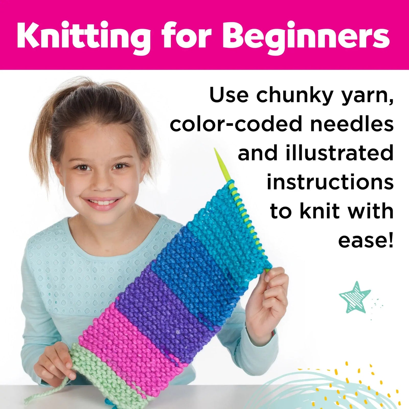 Creativity for Kids Learn to Knit Pocket Scarf Kit