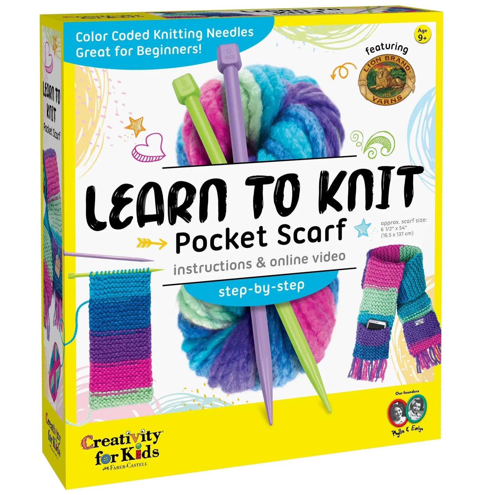 Creativity for Kids Learn to Knit Pocket Scarf Kit package