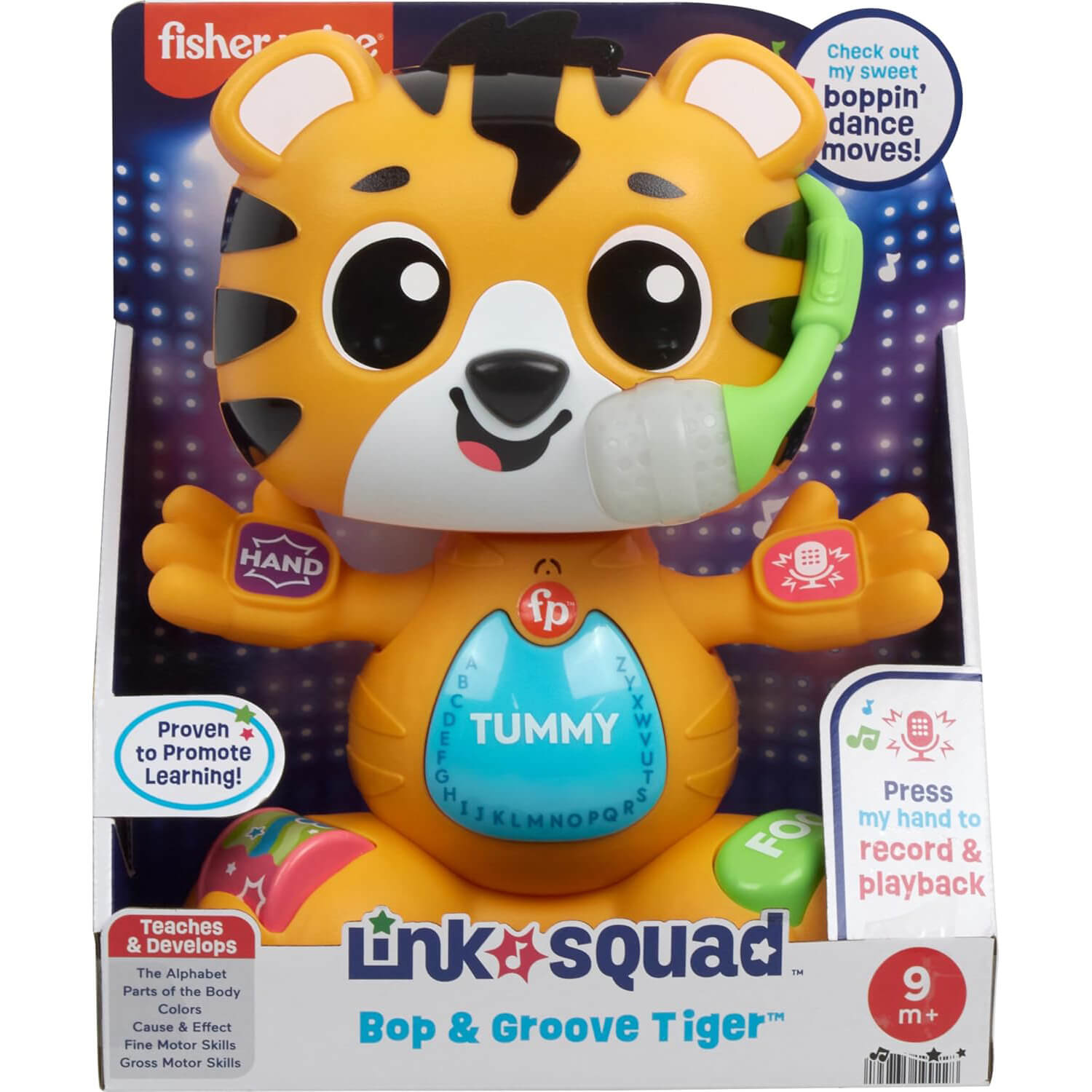 Fisher-Price Link Squad Bop & Groove Tiger Baby Learning Toy package