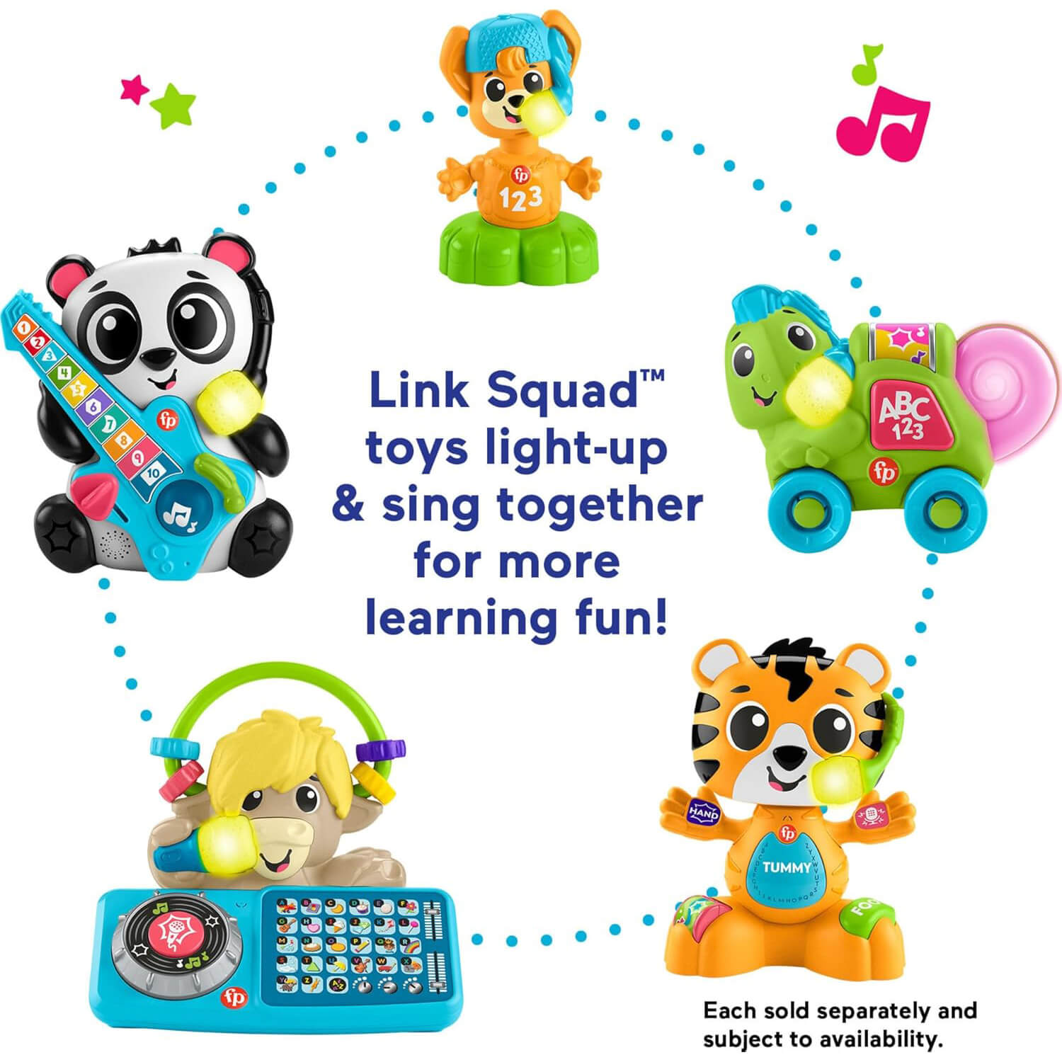 Fisher-Price Link Squad Bop & Groove Tiger Baby Learning Toy each sold separately