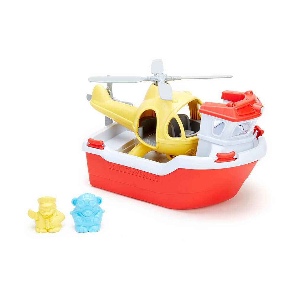 Green Toys Rescue Boat with Helicopter – Maziply Toys