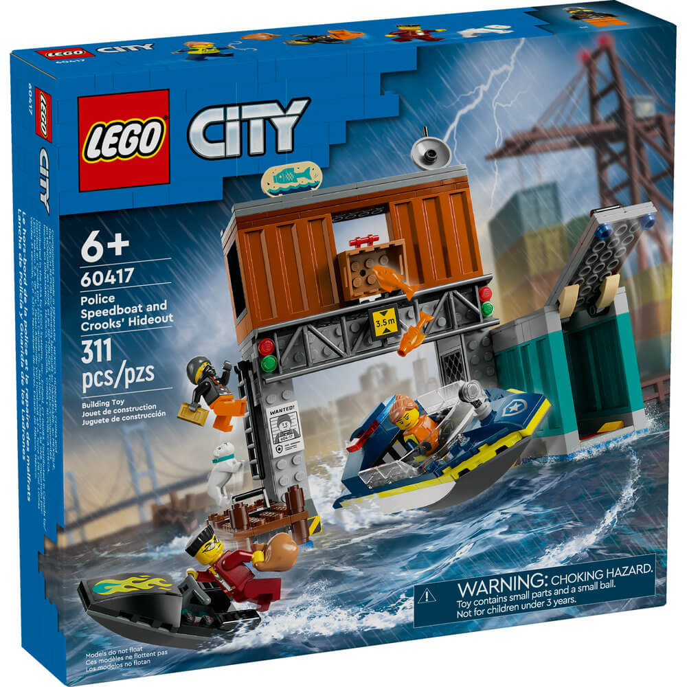 LEGO® City Police Speedboat and Crooks’ Hideout 60417