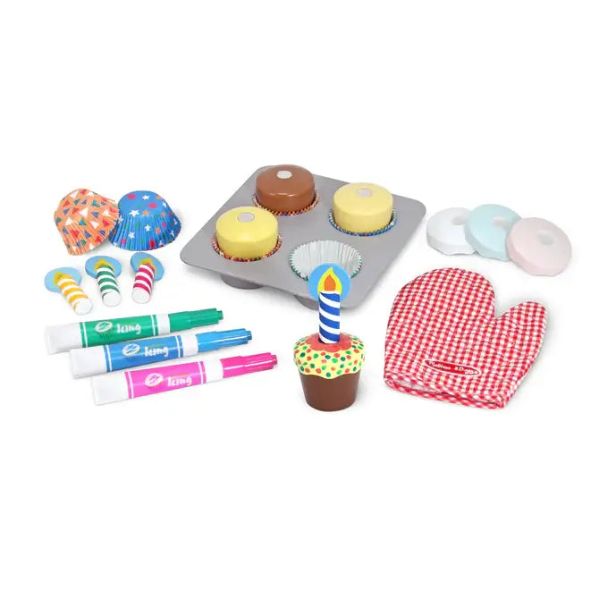 Melissa and Doug Bake and Decorate Wooden Cupcake Play Set