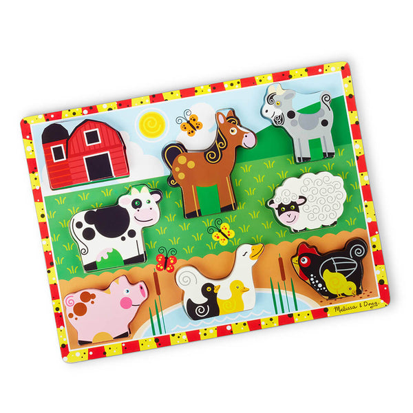 Melissa And Doug Farm Animals Wooden Peg Sound Puzzle 8pc