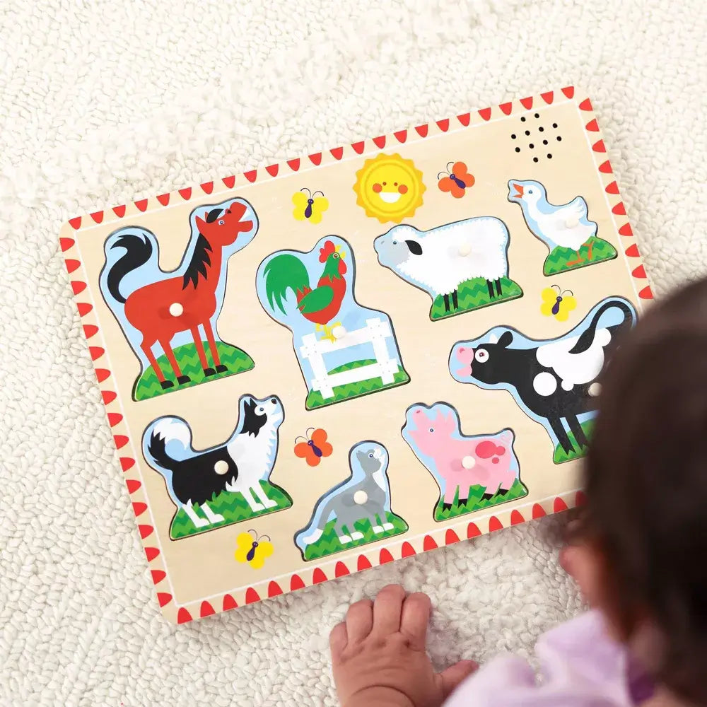 Top shot image of Melissa and Doug Farm Animals 8 Piece Sound Puzzle