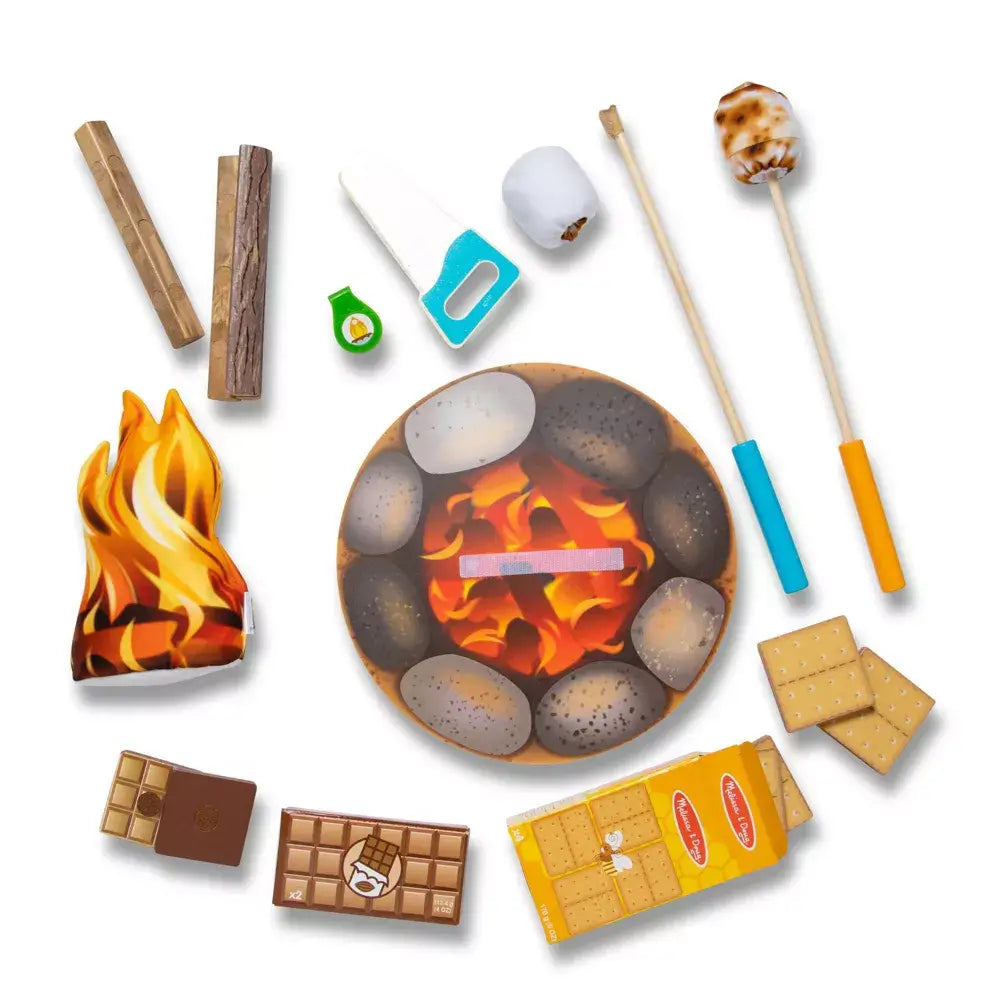 Image of all the inclusion Melissa and Doug Let's Explore Campfire S'Mores Play Set 