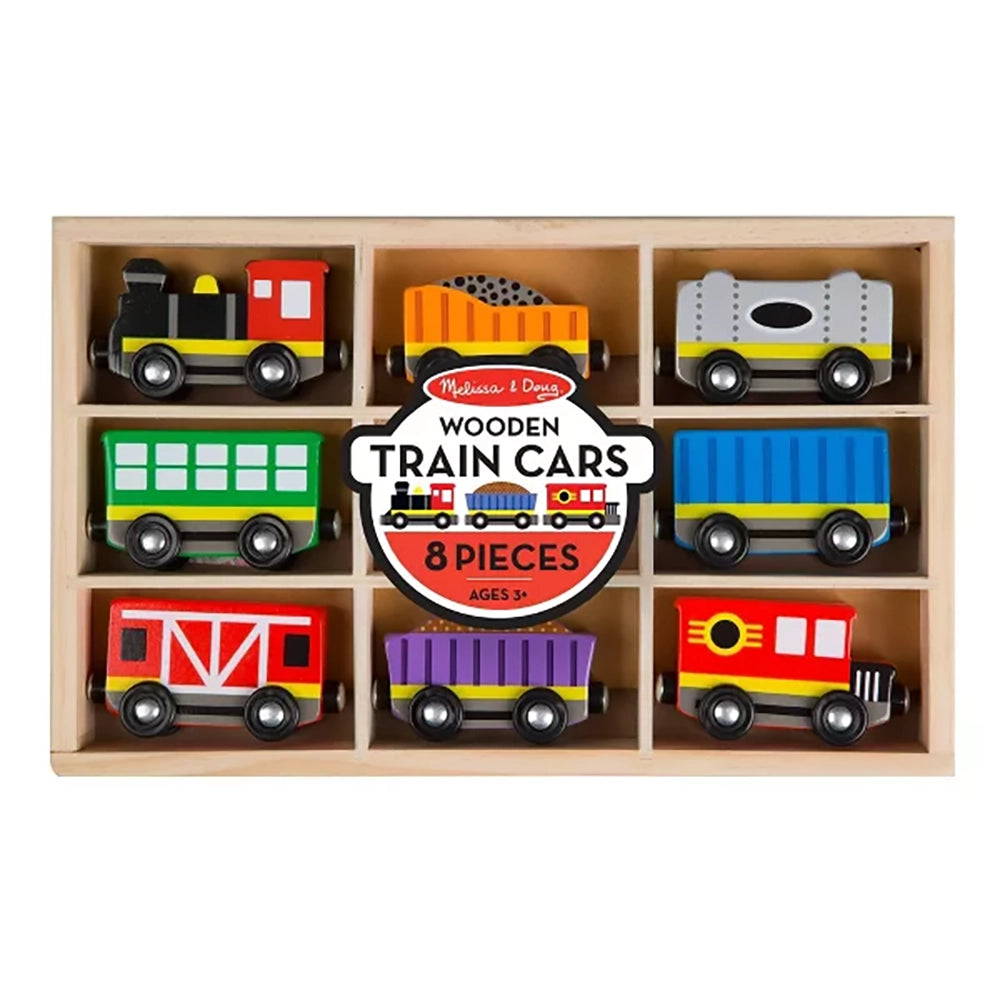 Melissa and Doug Magnetic Wooden Train Cars Set packaging