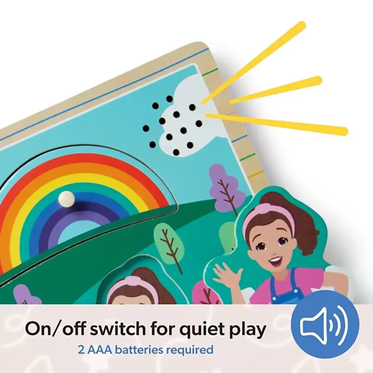 Melissa and Doug Ms. Rachel 6 Piece Wooden Song Puzzle shut sound off for quiet play