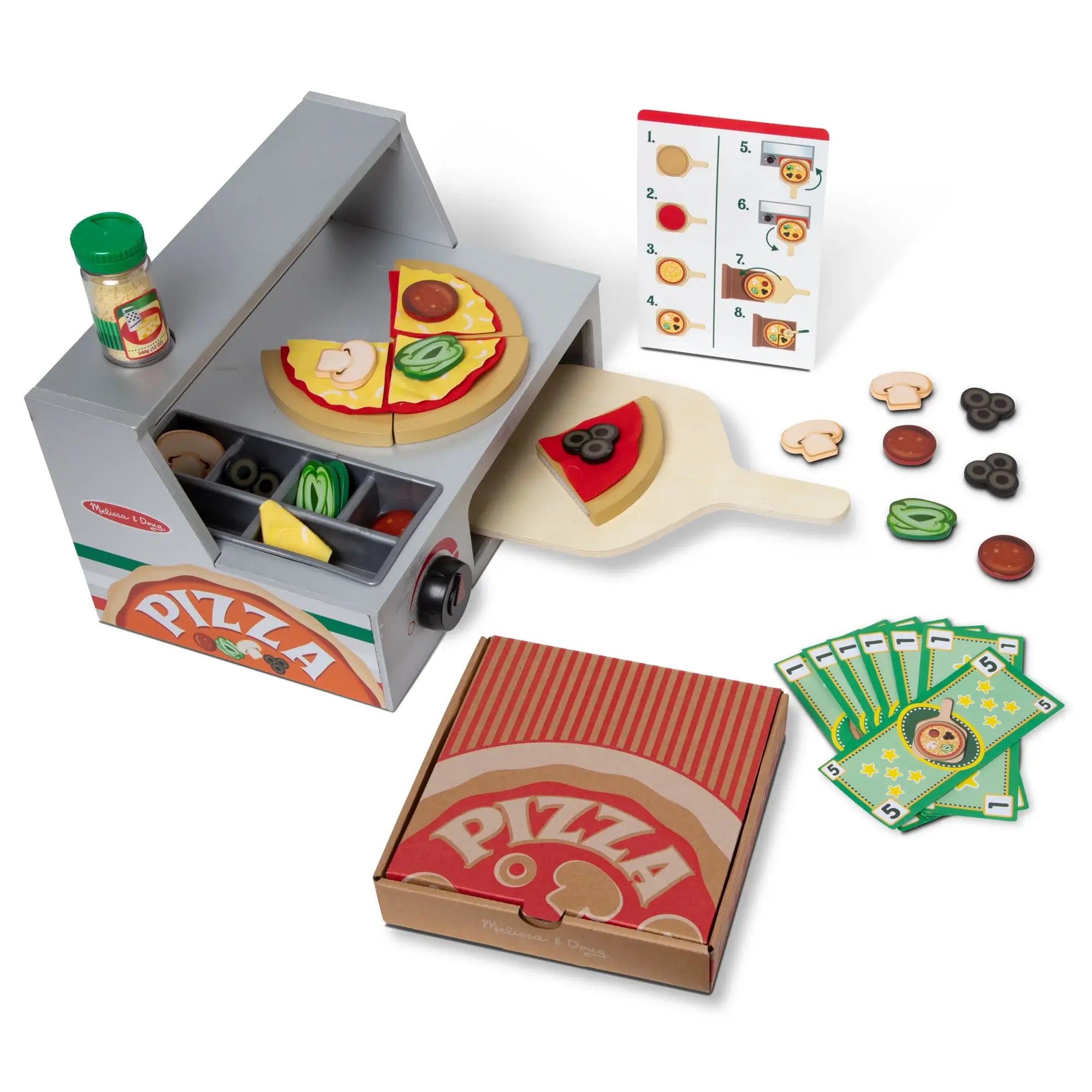 Melissa and Doug Top & Bake Pizza Counter Wooden Play Food Set