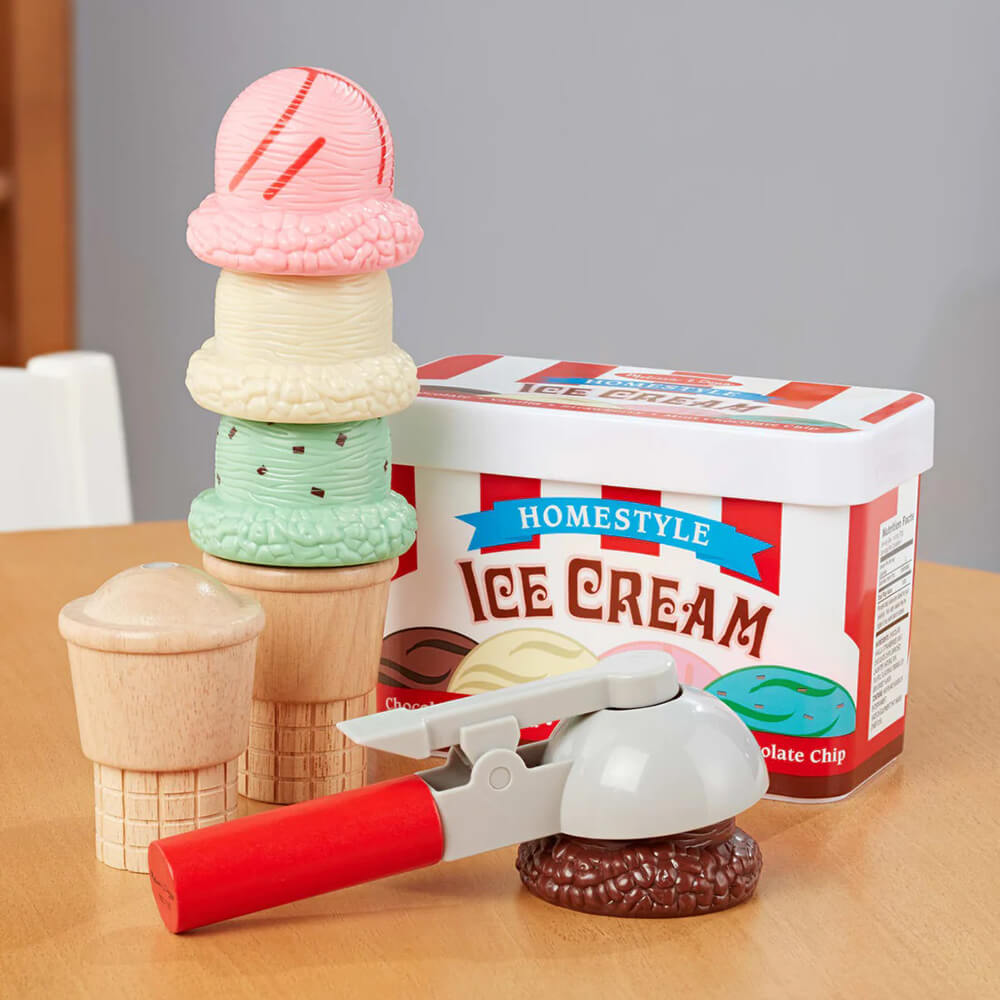 Melissa & Doug Wooden Cool Scoops Ice Creamery Play Food Toy -  FSC-Certified Materials