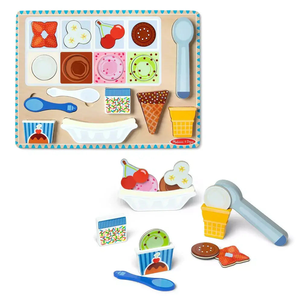 Melissa & Doug Wooden Magnetic Ice Cream Puzzle & Play Set