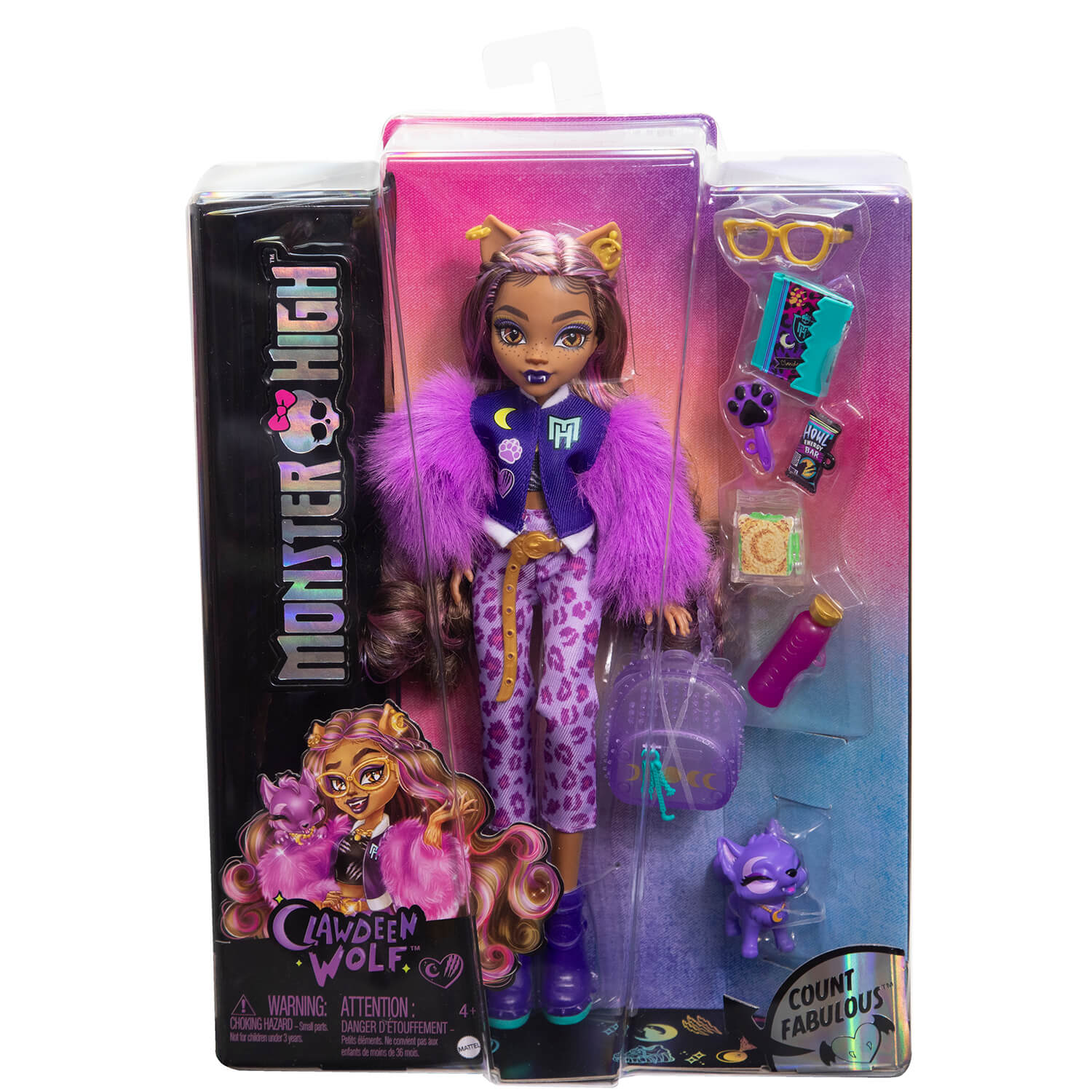 Monster High Clawdeen Wolf Fashion Doll With Pet Dog Crescent And Accessories package