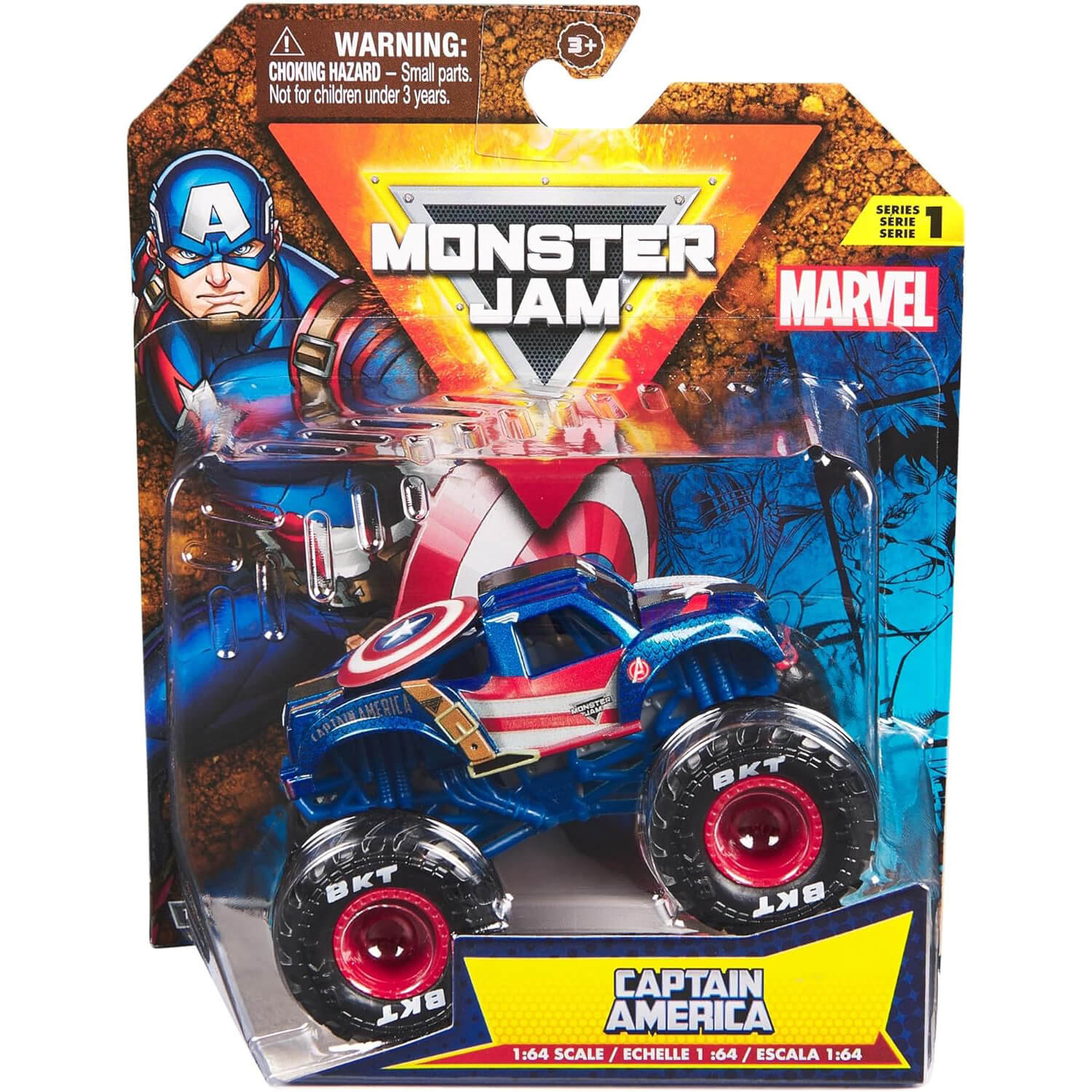 Monster Jam Marvel 1:64 Scale Diecast Captain America Monster Truck