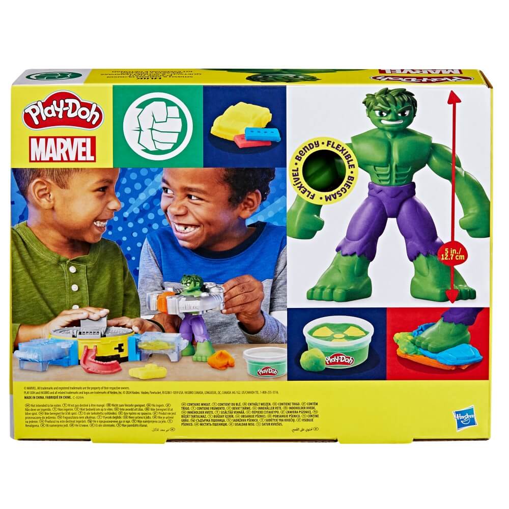 Play-Doh Marvel Hulk Smash & Squish Playset back of the box