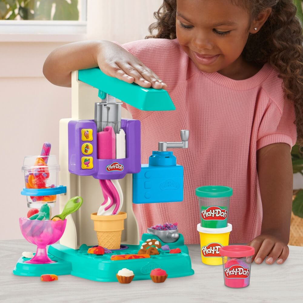 Play-Doh Rainbow Swirl Ice Cream Playset child playing