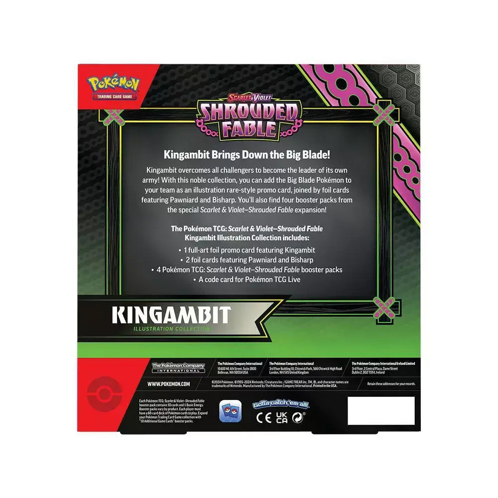 Back of the Pokemon TCG Scarlet & Violet Shrouded Fable Kingambit Illustration Collection Box