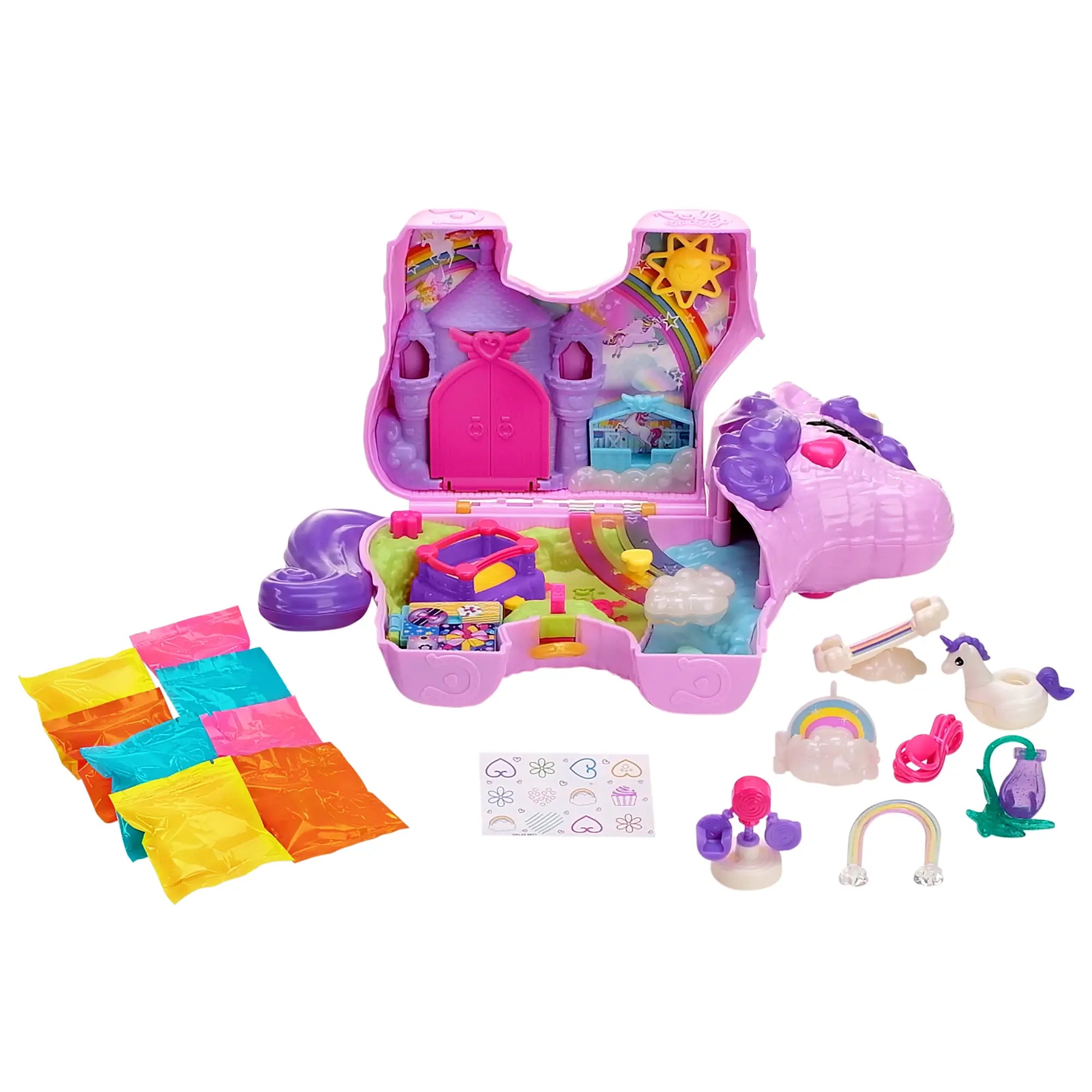 Polly Pocket 2-in-1 Unicorn Party Travel Toy pieces