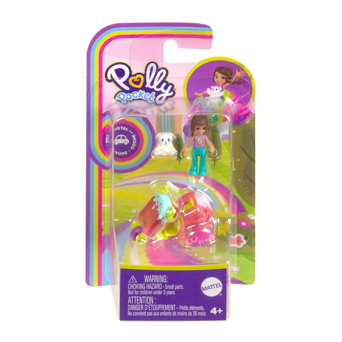 Package for the Polly Pocket Mini Ice Cream 3 Wheel Scooter and White Bear Sidekick