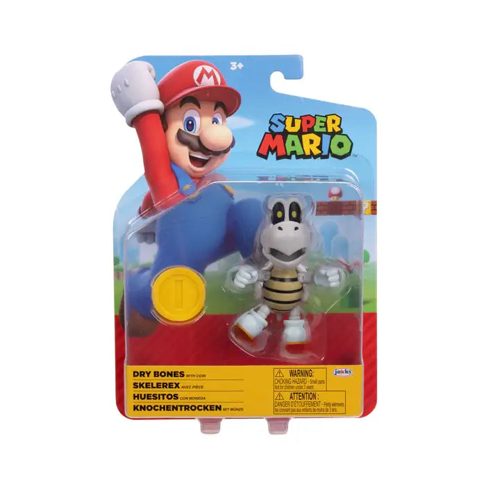 Super Mario Dry Bones with Coin 4-Inch Action Figure