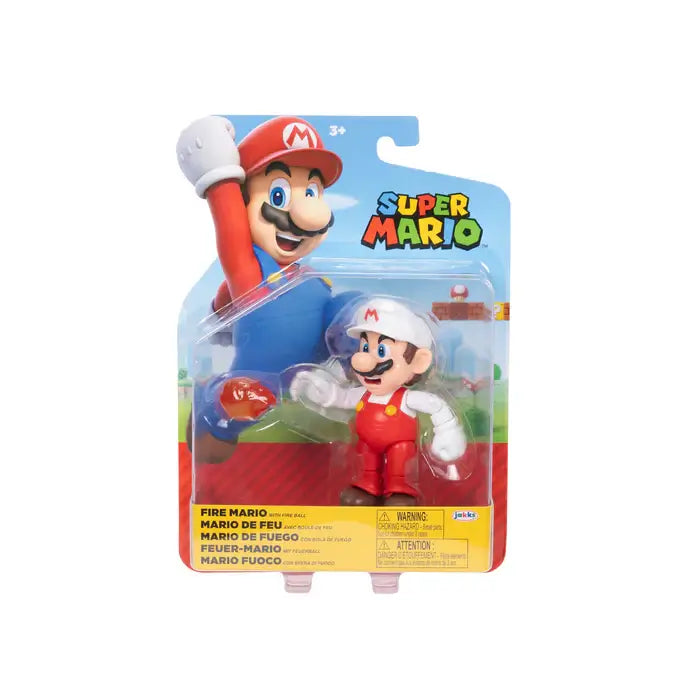 Super Mario Fire Mario with Fire Flower 4-Inch Action Figure