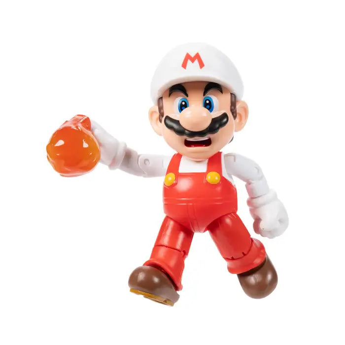 Super Mario Fire Mario with Fire Flower 4-Inch Action Figure