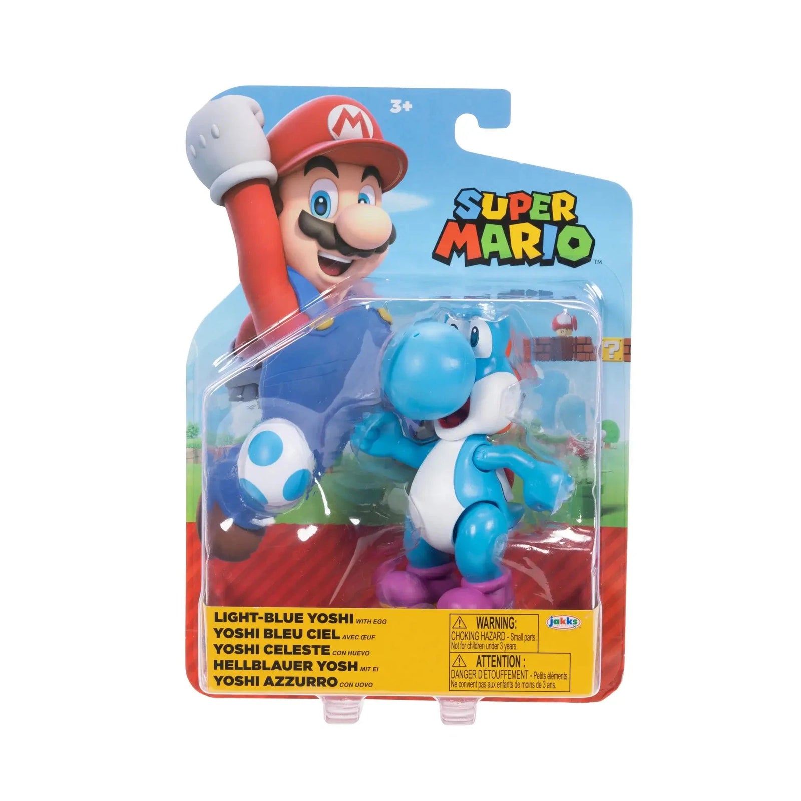 Super Mario Light-Blue Yoshi with Egg 4-Inch Action Figure