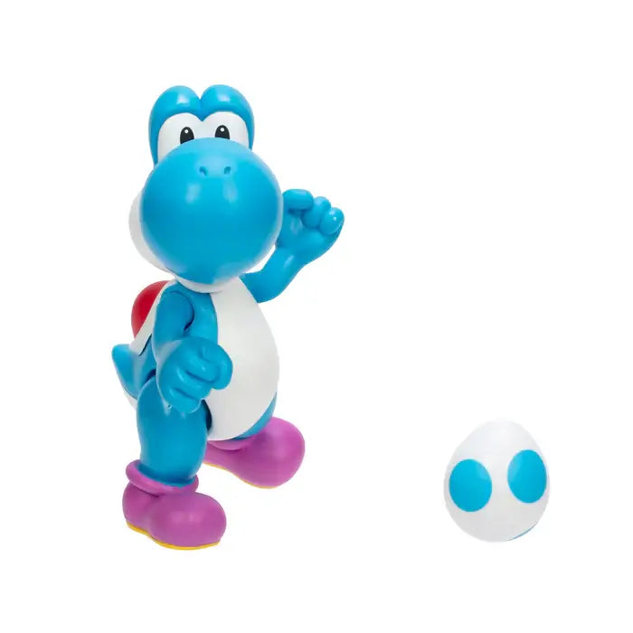 Super Mario Light Blue Yoshi with Egg 4-Inch Action Figure