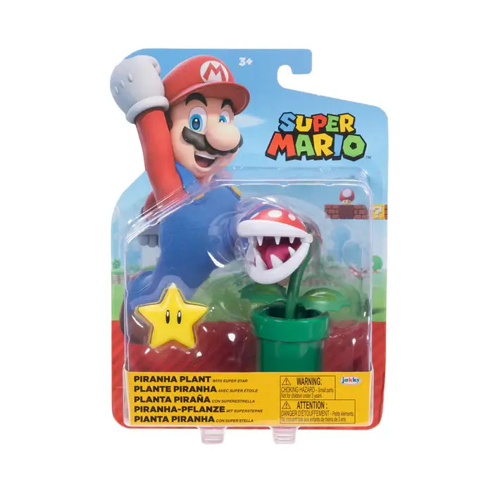 Super Mario Pirahna Plant with Super Star 4-Inch Action Figure