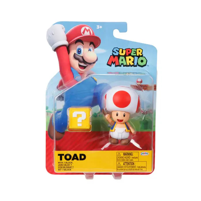 Super Mario Toad with Mystery Block 4-Inch Action Figure