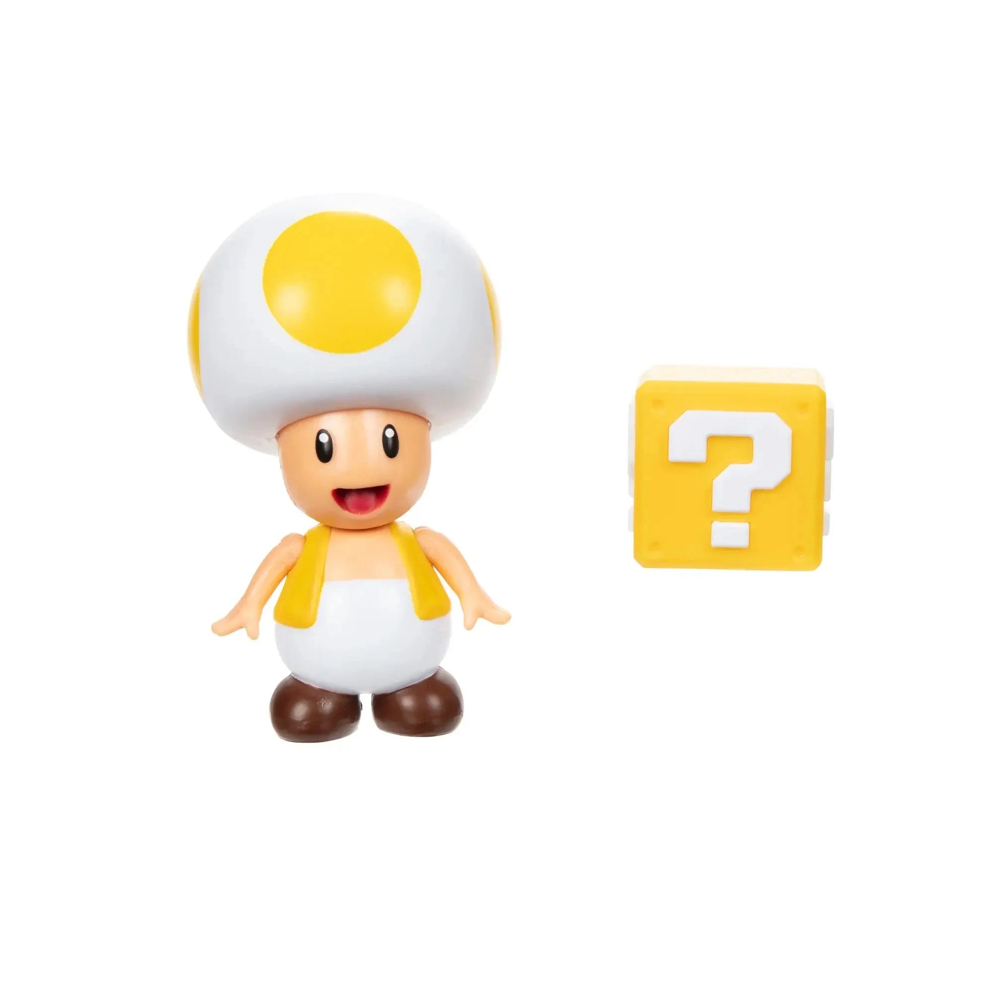 Super Mario Yellow Toad with Question Block 4-Inch Action Figure