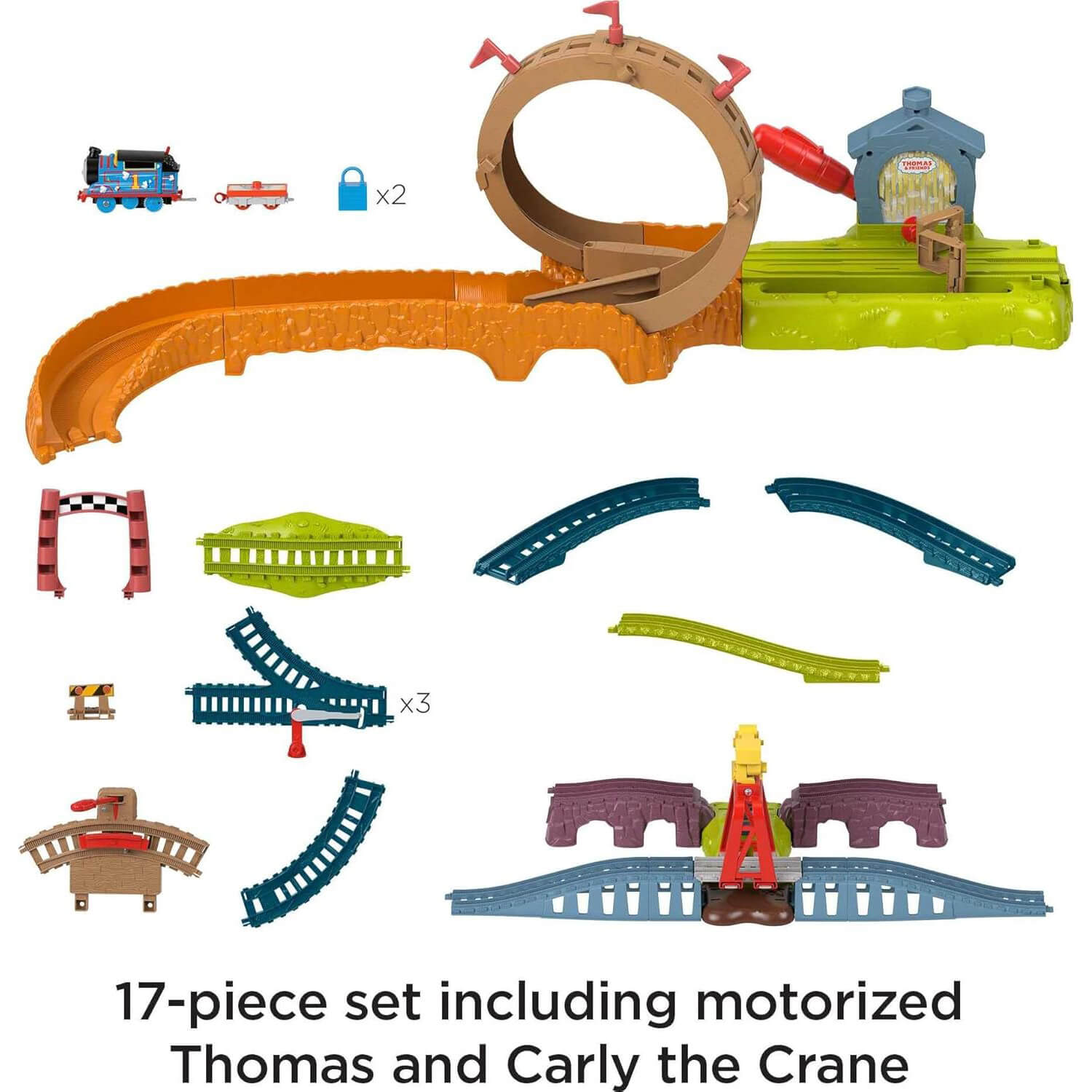 Thomas & Friends Launch & Loop Maintenance Yard Motorized Train Set pieces