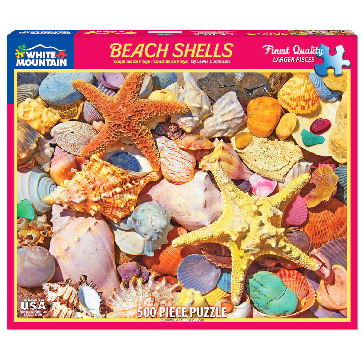 White Mountain Puzzles Beach Shells 500 Piece Jigsaw Puzzle Box