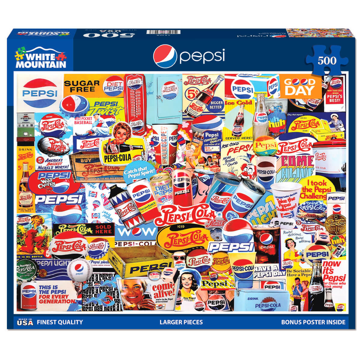 White Mountain Puzzles Pepsi 500 Piece Jigsaw Puzzle