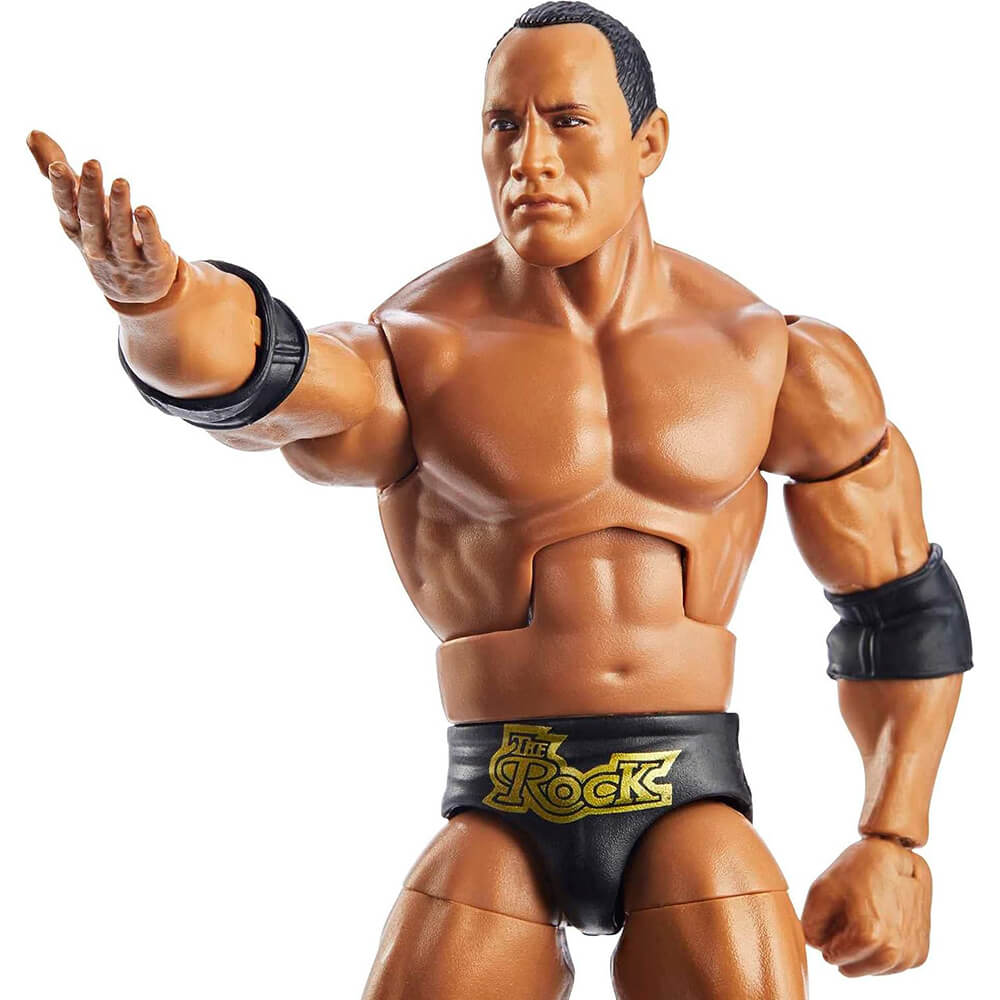 WWE Elite Wrestlemania Hollywood The Rock With Build-A-Figure Action Figure close up