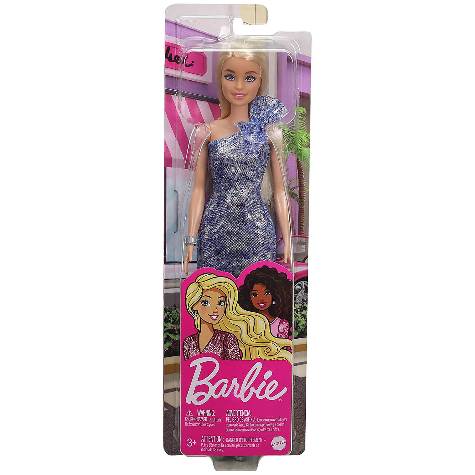 Barbie Doll with Blonde Hair Blue Eyes & Short Blue Sequins Dress – Maziply  Toys