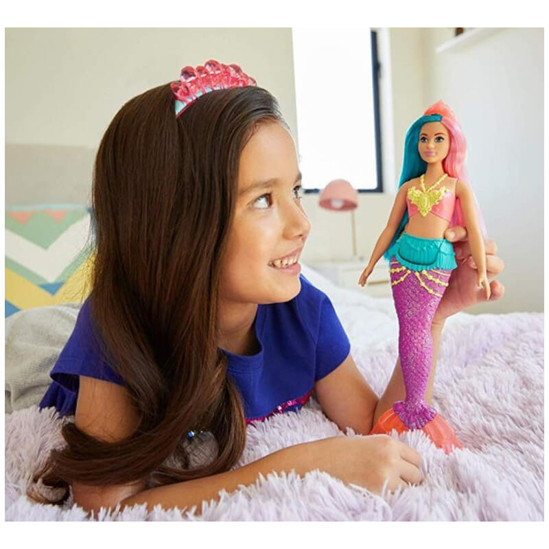 Barbie Dreamtopia Mermaid Doll with Pink & Blue Hair & Tail, Plus Tiara  Accessory