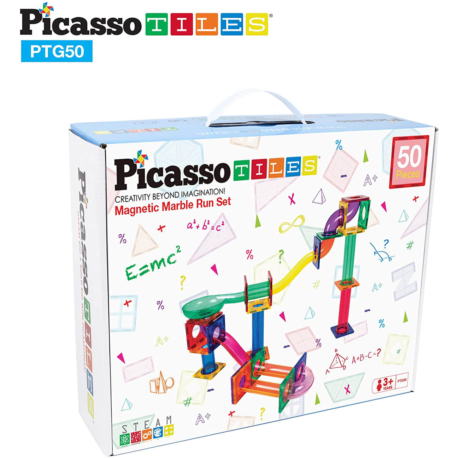 PicassoTiles Magnetic Marble Run 50 Piece Building Set