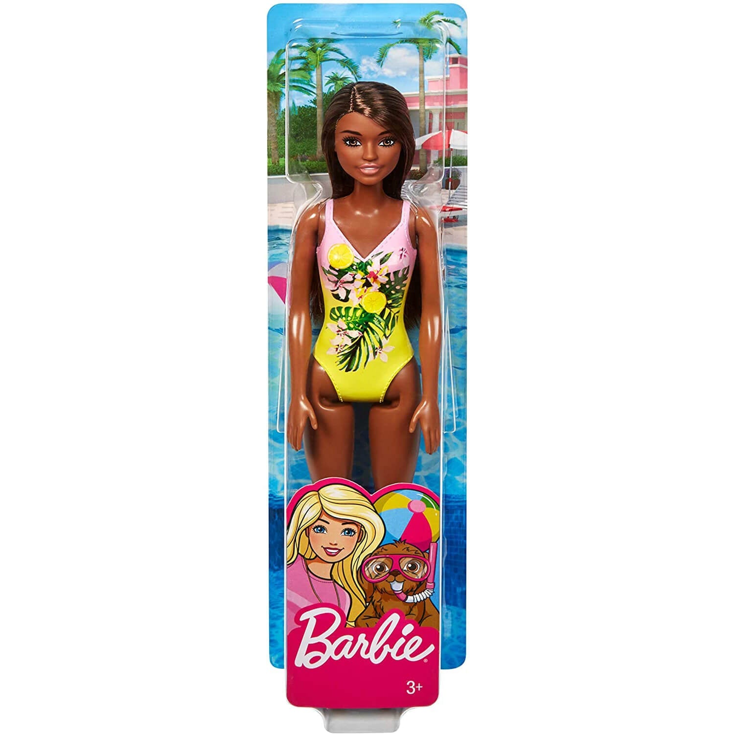 Barbie Brunette, Wearing a Floral Swimsuit 12 inch Doll