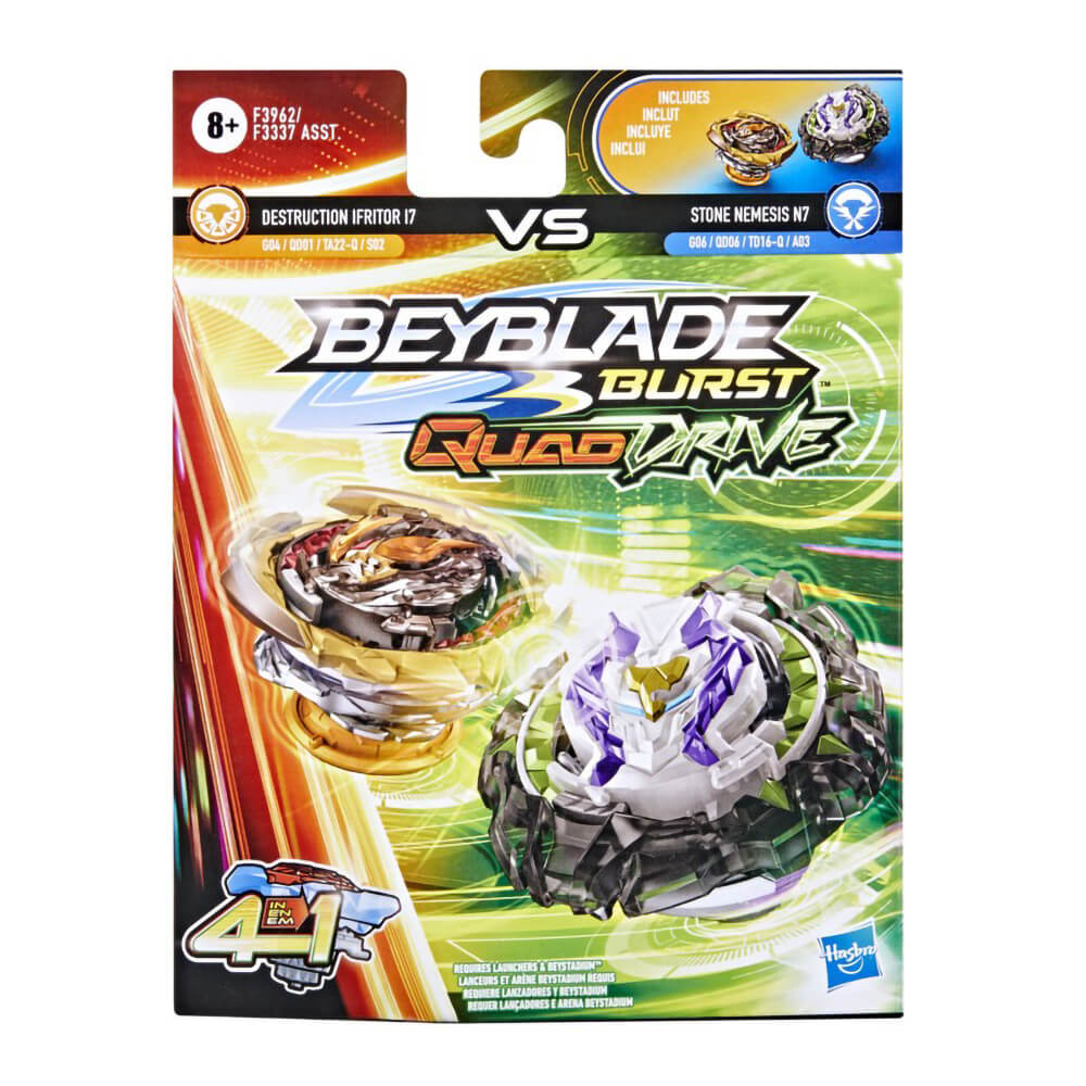 Beyblade Burst QuadDrive Destruction Ifritor I7 and Stone Nemesis N7  Dual Pack