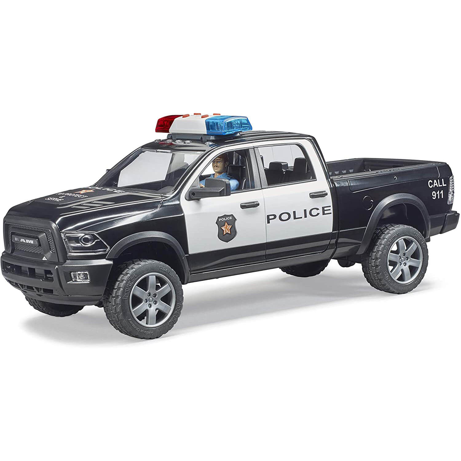 Bruder Pro Series Dodge RAM Police 1:16 Scale Vehicle with Policeman and Lights and Sounds Module