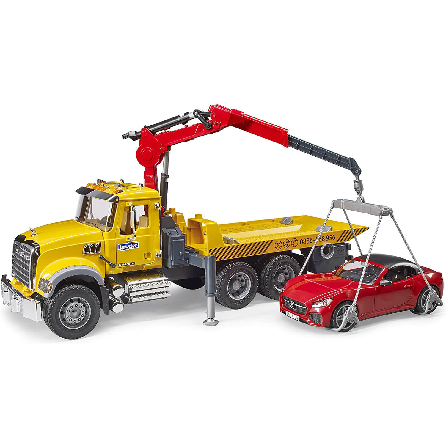 Toy tow truck with 2025 car