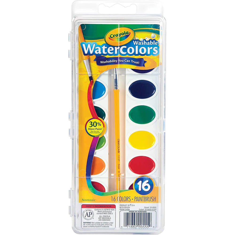 Cra-Z-Art Washable Watercolor Paints with Brush, Multicolor Set